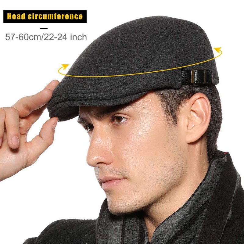 Sumolux Mens Newsboy Cap Winter Beret Hat Cabbie Flat Cap - Image 2